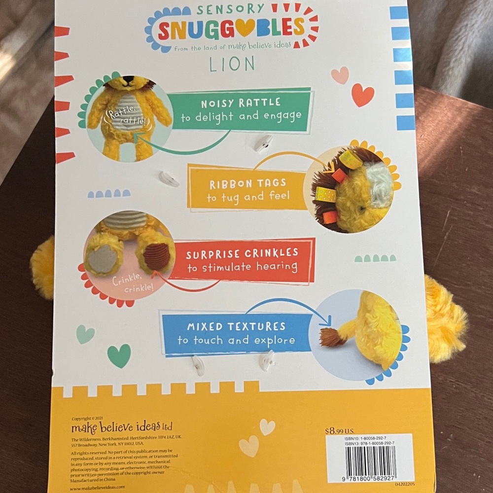 Sensory Snugg❤️bles-Plush Yellow Lion Comfort Toy with Ribbon Mane - Picture 5 of 7